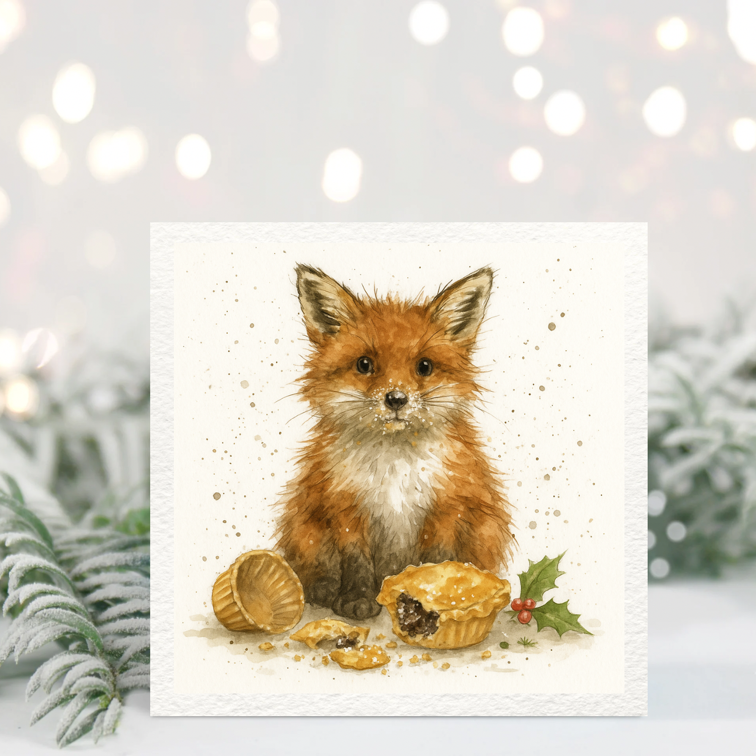 Mince Pie Fox Christmas Card – PawsandPaperUK