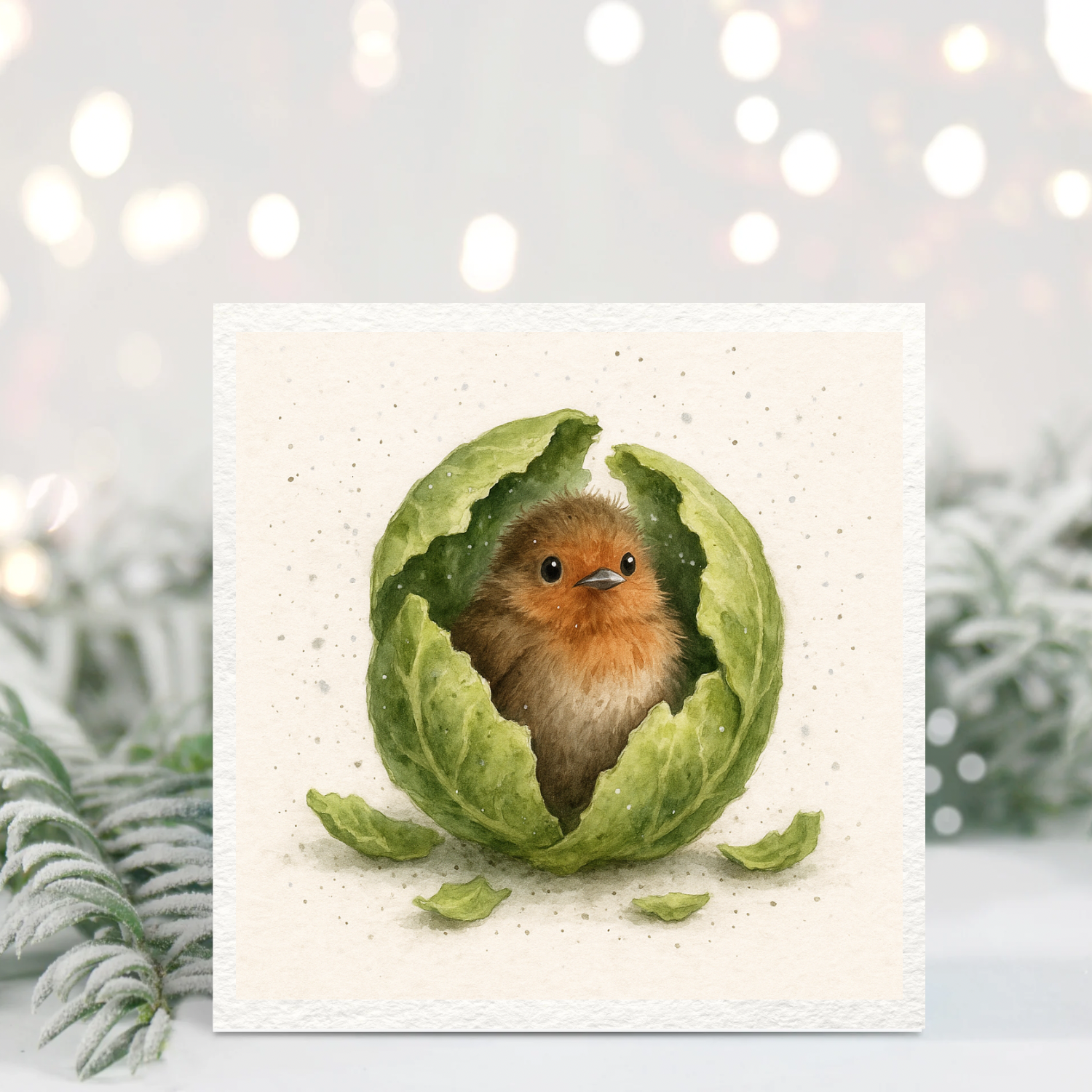 Hand-Painted Christmas Robin Card – Cute Sprout Design